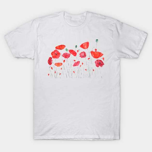 orange and red poppy painting T-Shirt by colorandcolor